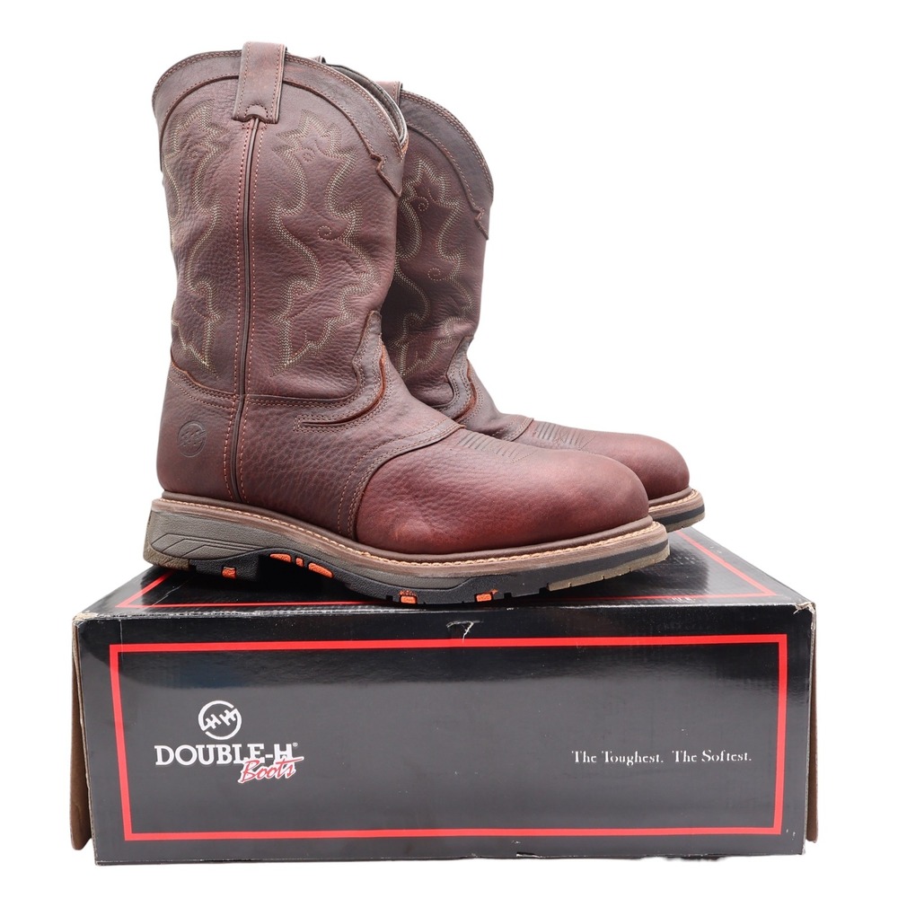 Double-H Boots Mens 11 D Roper Leather Work Safety Toe DH5133 Brown NIB